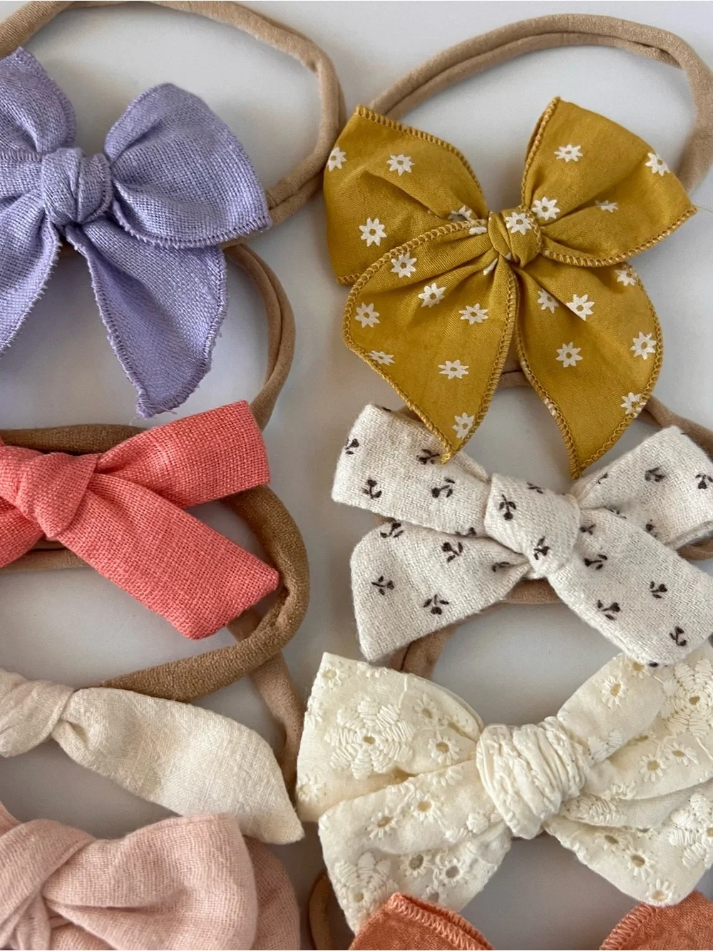 Assorted Girls Bow Headband Set - Pink, Purple, Mustard & More
